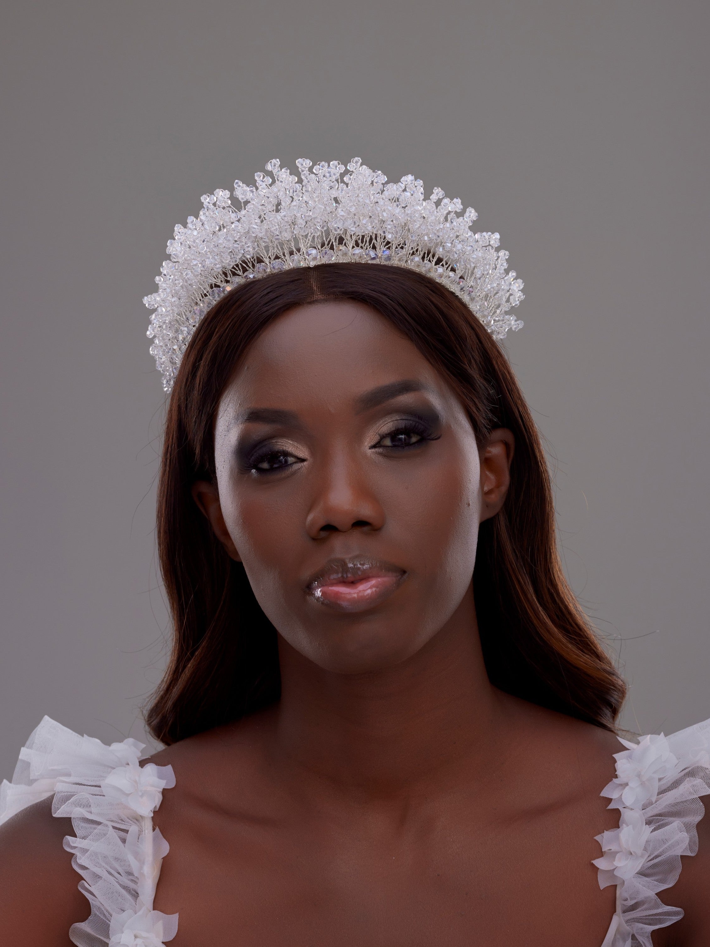 Crystal Detailed Bridal Tiara – Handmade Stunning Wedding Hair Accessory